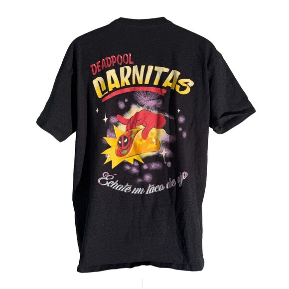 Marvel Deadpool Carnitas Shirt Men Large Graphic Short Sleeves Black Crewneck - Picture 3 of 5